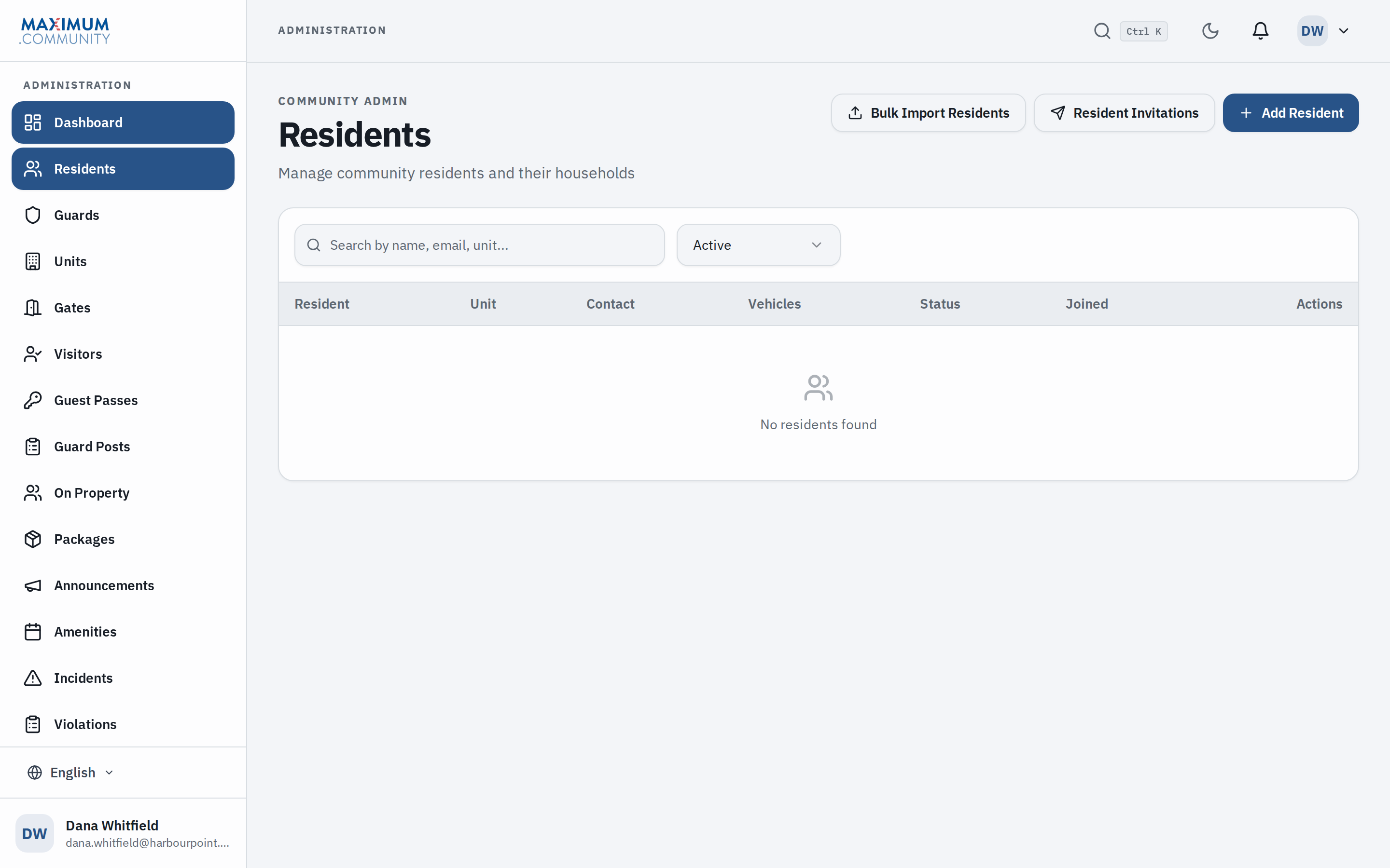 The resident and unit register